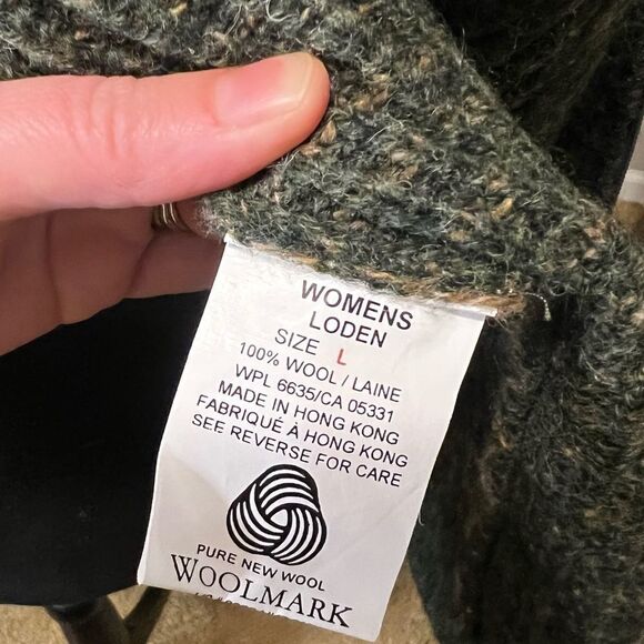 Women's Green Full Zip Woolrich Sweater Size Large 100% Wool EUC - Picture 6 of 11